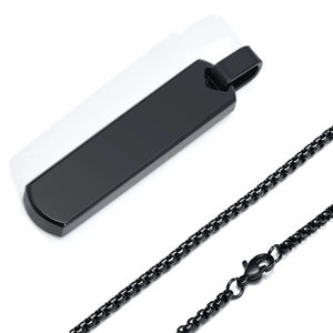 <b>Mens</b> Stylish Geometric Rectangle Pendant Necklace <b>Stainless</b> <b>Steel</b> Length Adjustable Box <b>Chain</b> Male Jewelry Gift - Product Image 5