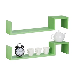 Étagère <span class=keywords><strong>murale</strong></span> flottante verte en Mdf en forme de S, présentoir rustique marron, étagère <span class=keywords><strong>murale</strong></span> de rangement, étagère en bois - Product Image 1