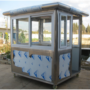 Quiosco de Comida de Acero Inoxidable de 2.5m Cuadrados, Puesto de Venta Móvil para Exteriores con 4 Ruedas, Fácil Montaje, Resistente a la Oxidación - Product Image 1