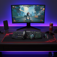 Kit de démarrage pour jeux Xtrike Me CM-406 4-en-1, clavier à membrane rétroéclairé RGB, souris USB Type A, casque programmable, tapis de souris