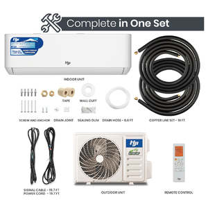 مكيف هواء سبليت HJI بقوة 12000 وحدة حرارية بريطانية، منخفض الضوضاء، مع محول، مثبت على الحائط، للتبريد والتدفئة - Product Image 3