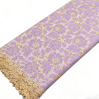Tissu Jacquard en Velours Respirant Bleu Royal, Nouveaux Motifs Unis, Dentelle Africaine 100% Polyester Lourd pour Robes de Mariée et Sacs DIY