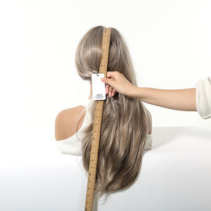 26 Zoll Hitzebeständige Synthetikfaser-Perücke Grau OMBRE Pony Glattes Haar Streifen Highlight Langes Haar Atmungsaktive Kappe Echtes Foto - Product Image 3