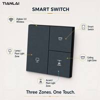 Interrupteur intelligent Tuya Zigbee M8-3K 3 gangs 3 canaux 16A pour contrôle d'éclairage de chambre d'hôtel, éclairage principal, spot et bande LED, boîtier 86 pour chambre d'hôtes, vente en gros
