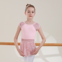 2024 vente en gros échantillons gratuits nouveaux tissus manches léopard velours Ballet danse filles robe avec jupes en velours