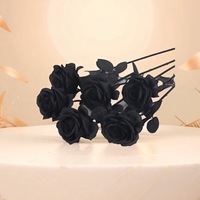Roses noires fleur artificielle Roses noires fausse fleur de soie longue tige réaliste velours roses maison décoration de fête de mariage