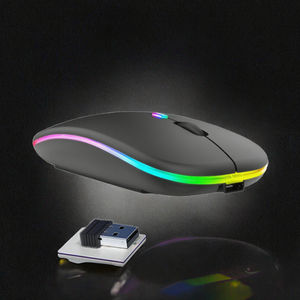 Souris sans fil ultra-mince 2,4 GHz pour jeux, avec éclairage optique LED, pour tablette, ordinateur portable, double mode, rechargeable, éclairage RGB, sans MOQ - Product Image 3