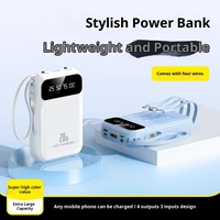 Mini batterie externe certifiée CE ROHS FCC, grande capacité 20000mAh, câble Type-C/Micro USB intégré, écran LED, technologie GaN 20W, charge rapide