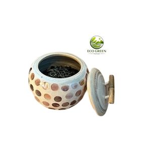 Pot en bambou incrusté de nacre, artisanat vietnamien classique, décoration et cadeau de Noël en bambou, personnalisable - Product Image 5