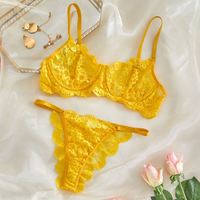Ensemble de lingerie féminine I-0145 : Soutien-gorge dos nu en dentelle, teddy érotique, soutien-gorge ouvert en V profond avec nœud
