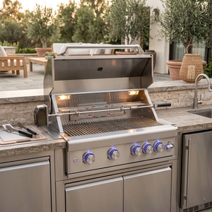 Barbecue à gaz professionnel en acier inoxydable 304 pour l'extérieur, hauteur réglable, portable, intégré, avec couvercle, idéal pour les restaurants - Product Image 1