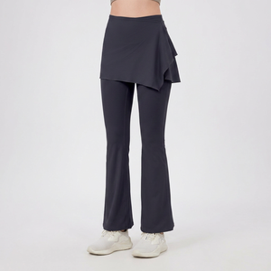 Wholesale Women High Waist 2 In 1 Detachable Skirt <b>Flare</b> Yoga <b>Leggings</b> Buttery Soft Butt Lift Running Casual Sports Trousers - Product Image 2