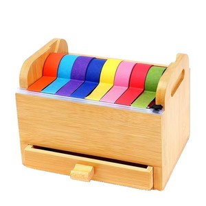 Estante de almacenamiento de cintas de madera con cajón, organizador de escritorio para papelería de oficina y suministros de manualidades - Product Image 1
