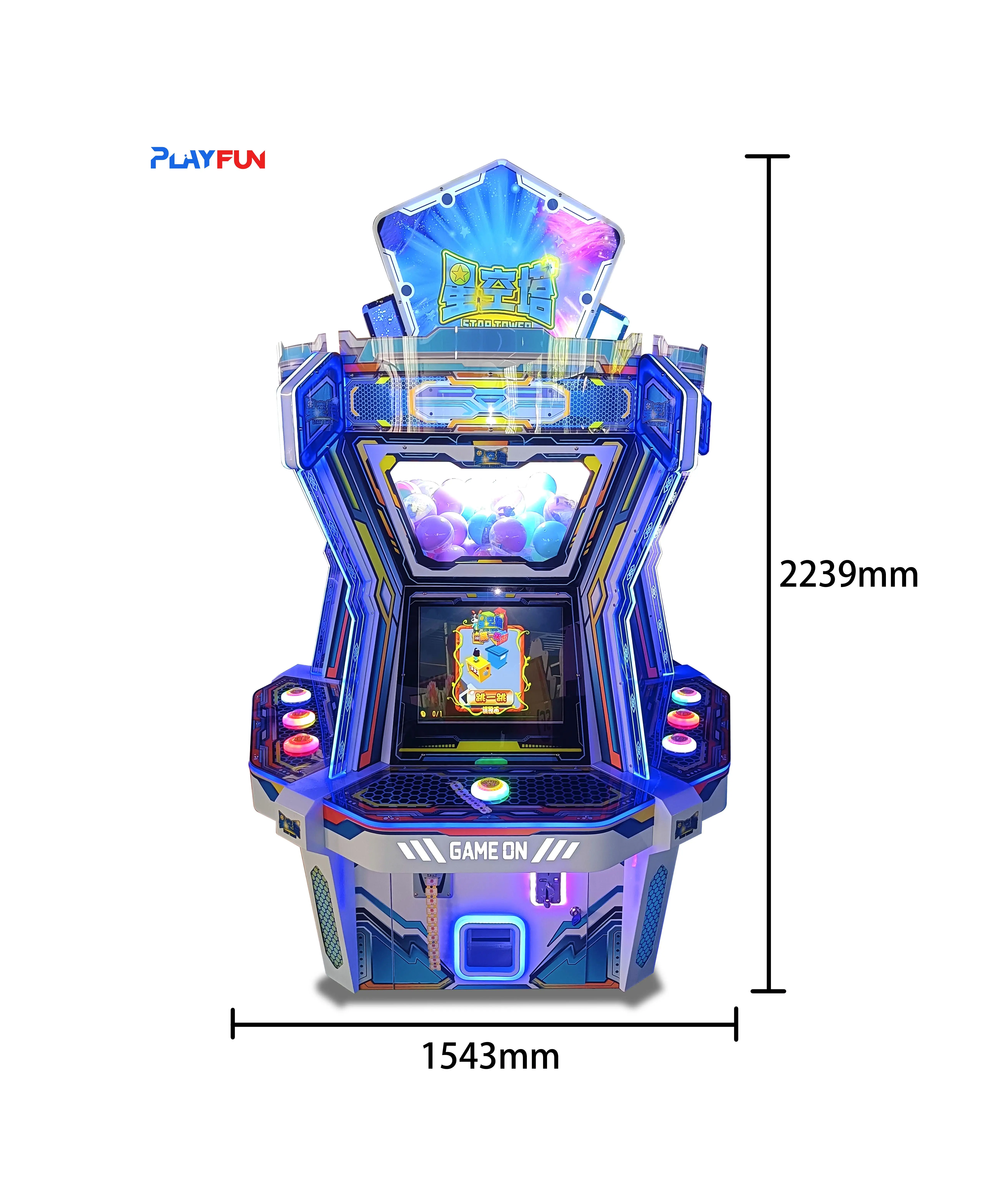 Playfun new 5 players coin operated hit star tower video arcade game ticket redemption JP 100 mm capsule ball vending machine