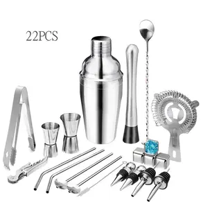22 in 1 Japan Style Bar Tool Set Stainless Steel Barware 25 OZ Drink Mixer with Strainer/Corkscrew