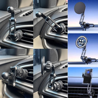 Support de téléphone portable pliable et réglable avec tige d'extension, base à rotule de 17 mm, accessoires, installation rapide par clip sur grille d'aération