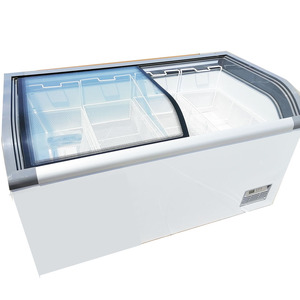 Réfrigérateur d'affichage commercial 220V 110V supermarché combiné congélateur haut coulissant verre boeuf fruits de mer surgélation climat frais - Product Image 3