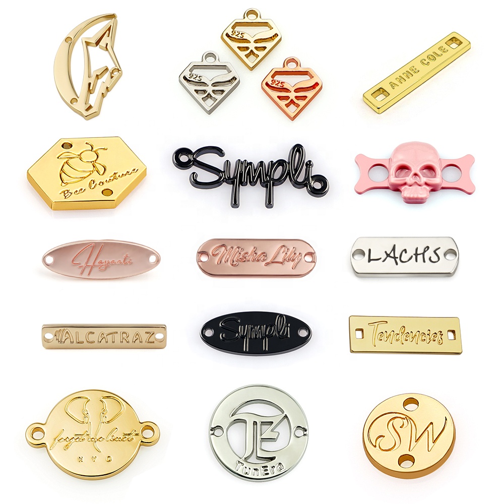 Hot Selling Purse Hardware Metal Plate Logo For Wallet  Clothing Bags Accessories Custom Sew Metal Letter Logo Label for Clothes