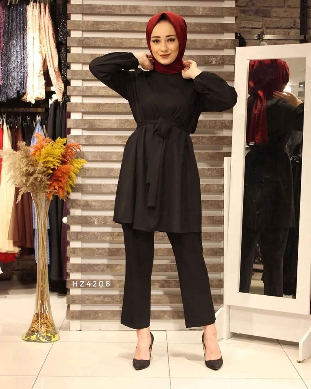Sifot Wholesale Fashion Solid Color Turkish Abaya Top And Pants Muslim Casual Dress 2 Piece Set Islamic Clothing for Women
