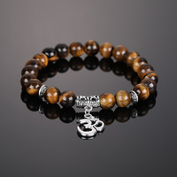 Bracelets en alliage turquoise blanc à perles – Plusieurs styles tendance unisexe, motifs œil de tigre et guépard, fournis directement