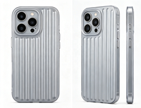 Étui de téléphone de luxe en argent, design valise, antichoc, protection intégrale de l'objectif, prise en main fine pour iPhone
