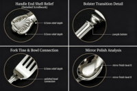Ensemble de couverts de luxe en acier inoxydable 18/10, motif coquillage gravé, finition super poli miroir, couteau et fourchette pour dîner de mariage