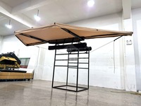 Toldo de 180 Grados con Doble Poste, LED Integrado, Impermeable, Patas Ajustables, para Vehículo, Camping, Coche