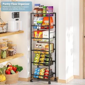 4-Tier kim loại cán giỏ hàng nhà bếp lò vi sóng lưu trữ giá với lưới có thể tháo rời kệ cho nhà bếp, phòng tắm, văn phòng lưu trữ - Product Image 5