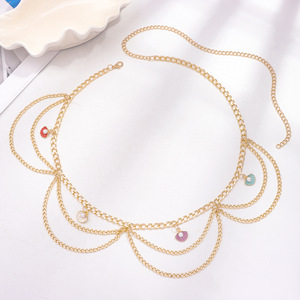 สร้อยคาดเอวสไตล์โบฮีเมียนสุดเก๋ ประดับพู่และเปลือกหอย สีทอง เหมาะสำหรับวันพักผ่อนริมชายหาด สร้อยหลายชั้น ทำจากโลหะผสมสังกะสี - Product Image 2