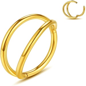 Anillo de Nariz de Doble Capa de Acero Inoxidable 316L, Sin Costuras, en Oferta |   Joyería Hipoalergénica para Perforaciones Corporales para Hombres y Mujeres - Product Image 4