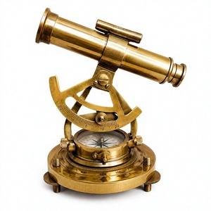 Telescopio Antiguo de Latón con Base de Brújula, Decoración Náutica de Escritorio, Pieza Coleccionable - Product Image 1