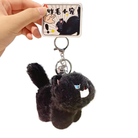 Porte-clés Peluche Mignon Noir et Blanc, Pendentif de Sac Animal de Compagnie, Petit Cadeau pour Amoureux (Breloque Animale en Peluche Douce)