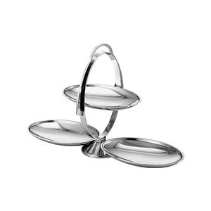 Plateau à collations à 3 niveaux en acier inoxydable avec poignée - Plateau de service argenté poli pour noix, apéritifs et présentation sur <span class=keywords><strong>table</strong></span> de fête - Product Image 5