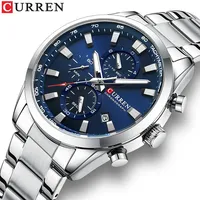Montre CURREN 8445 pour homme, mouvement à quartz, bracelet en acier inoxydable, étanche 3ATM, montre-bracelet lumineuse, vente flash, chronographe, Reloj