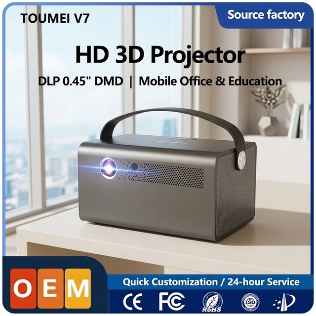 TOUMEI V7 HD Projector Manufacturer TI 045 DMD Chip 85% NTSC 600ANSI High Brightness Closed Optical Projector