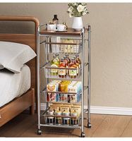 Chariot de rangement antidérapant OEM personnalisé pour petit appartement, chariot de rangement en acier multi-niveaux, chariot de rangement pour la maison