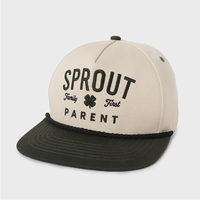 Casquette rétro à visière plate à 5 panneaux avec broderie personnalisée, deux tons et bordure en corde vintage