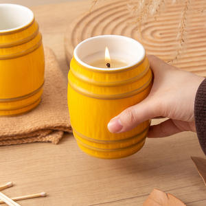 Bougie en céramique personnalisée en forme de tonneau à vin, vide, pour cadeau, décoration d'intérieur, parfum d'ambiance DB2686 - Product Image 1