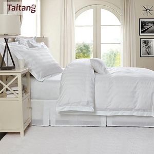 Taitang Egyptian Cotton Hotel Designs Satin Stripe Bedding Linen Sheet Set <strong>Single</strong> White <strong>Bedsheets</strong> 100% Cotton for Hotels - Product Image 3