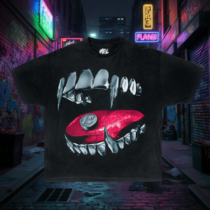 T-Shirt Oversize Platinum Fang con Grafica, Collo Tondo, Manica Corta, Streetwear da Uomo, 100% Cotone Jersey, Logo Stampato sul Davanti - Product Image 2