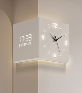 Living Room Corner Double-Sided Acrylic Battery Operated Modern Minimalist Wall <b>Clock</b> with Perpetual Calendar - Product Image 1