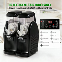 Machine à glace pilée noire à 2 réservoirs pour grossistes et distributeurs d'équipements de boissons, fabricant de granita pour boissons congelées commerciales