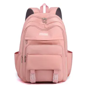 Large Capacity High College School Bag Custom Fashionable Beautiful Polyester Pink 13 Years Girl School Bag