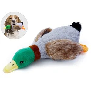 Durable Indestructible Interactive Duck Shape Squeaky Plush Dog Pet Toys