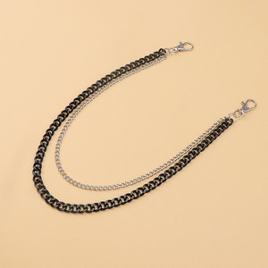 yueli Waist <b>Chain</b> Double Tone <b>Black</b> And White Zinc Alloy Hip Hop Style Daily Wear Fashion Body <b>Chain</b> - Product Image 2