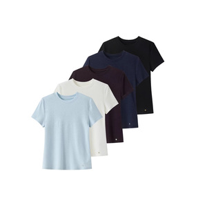 T-shirt moulant personnalisé pour femme avec logo, en coton et élasthanne, coupe droite, sans plis, nouveau top d'été en stock - Product Image 1
