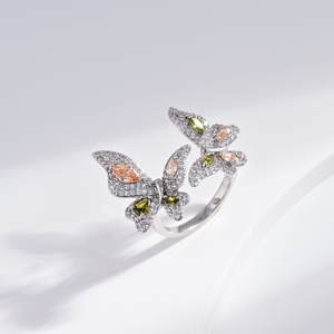 custom plata 925 sterling Silver colorful zircon <b>ring</b> summer gold plated butterfly diamond wedding everyday women <b>finger</b> <b>rings</b> - Product Image 3
