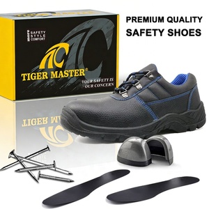 <span class=keywords><strong>Scarpe</strong></span> da lavoro di sicurezza da uomo a prova di foratura in pelle nera antiscivolo a basso costo resistente all'acqua alla caviglia con puntale in acciaio largo - Product Image 3
