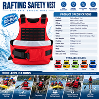 Gilet de sauvetage pour rafting en eaux vives 150N à haute flottabilité, en Oxford 600D et mousse NBR, réglable, équipement de sécurité aquatique pour le kayak et le sauvetage