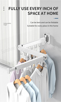Séchoir à linge mural rétractable à deux niveaux, pliable avec crochets pour armoire ou salle de bain